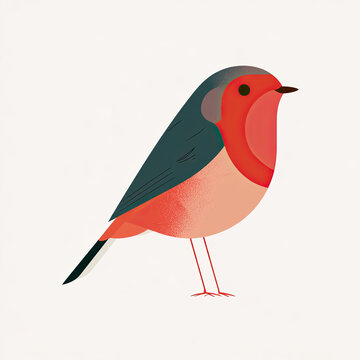 elegant robin bird flat vector illustration
