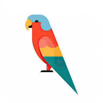 colorful parrot vector illustration with simple flat design