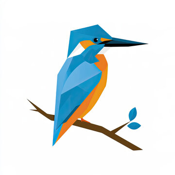 transparent blue and orange kingfisher bird vector illustration