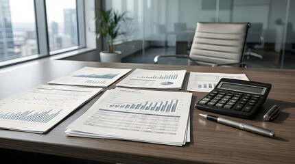 Obraz premium Open notebooks with charts on office desk