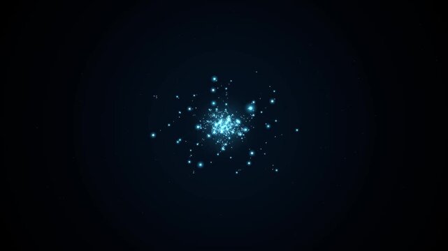 Glowing Cyan Particle Swarm Motion Loop Abstract Cyber Node Cluster Background