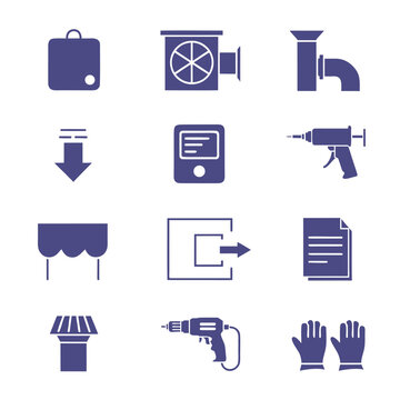 Radon Mitigation Technician Line Icon Set