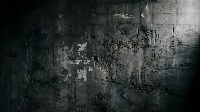 Abstract dark grunge texture with brush strokes and ink