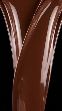 Flowing chocolate moves smoothly and continuously with rich texture and depth, creating a captivating visual of its liquid form