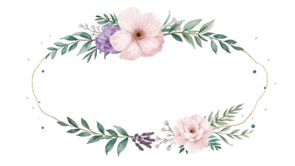 Obraz premium Elegant Watercolor Floral Wreath