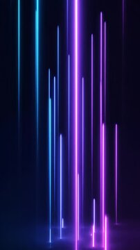 Light patterns going up creating vibrant transitions through colors and shapes over time