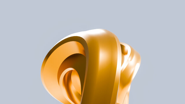 Abstract golden sculpture with smooth curves and polished texture