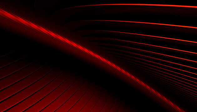 Abstract red curved glowing lines on dark background