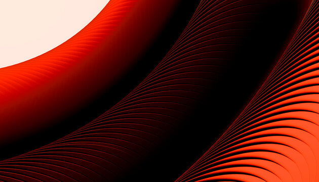 Abstract red and black curved waves with smooth flowing patterns