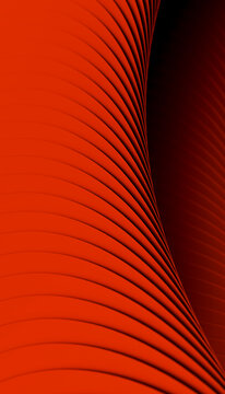 Curved red abstract wave pattern with smooth flowing lines