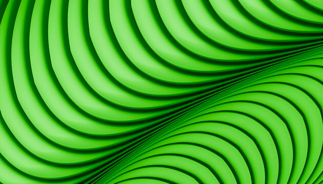 Green abstract wave pattern with smooth curved symmetry