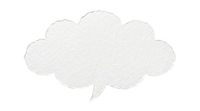 A simple white cloud shaped speech bubble isolated on a solid black background perfect for adding custom text or design elements for graphic projects