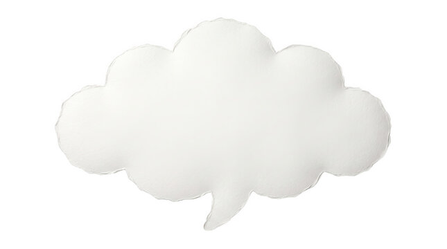 A single white cloud shaped speech bubble isolated on a black background for creative design projects and digital communication or social media messaging