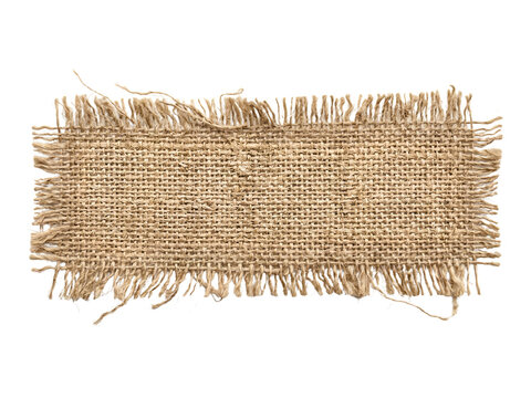 Square piece of burlap fabric isolated on transparent background
