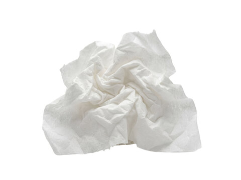 Crumpled white paper tissue isolated on transparent background

