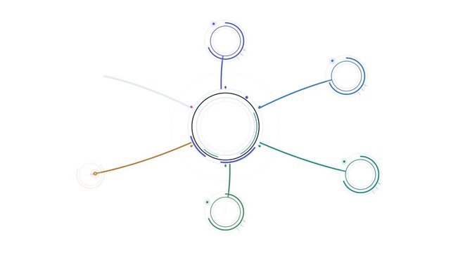 Radial Infographic of Central Hub with Six Connected Nodes