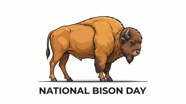 Illustration of a brown bison standing for national bison day celebration