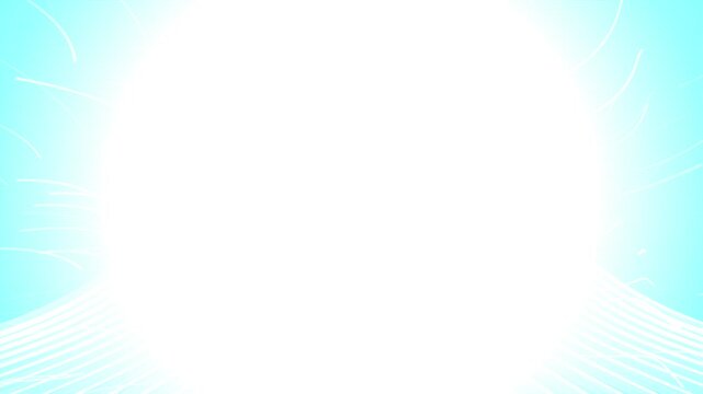 Bright cyan digital tunnel exploding into white light