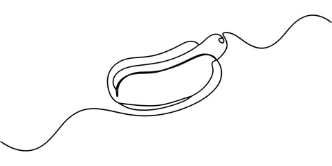 Obraz premium Single line drawing of a fresh banana fruit Vector, illustration