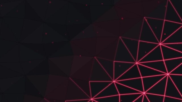 Red polygon network mesh forming abstract geometric background