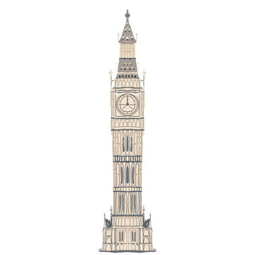 big ben london isolated in white
