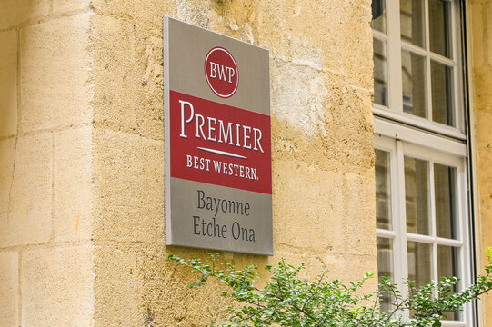 Bordeaux, France - 1 September 2026: Sign outside the Best Western Premier hotel in the centre of Bordeaux