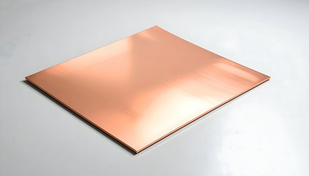 Glossy Copper Square Sheet with Reflective Surface and Smooth Edges