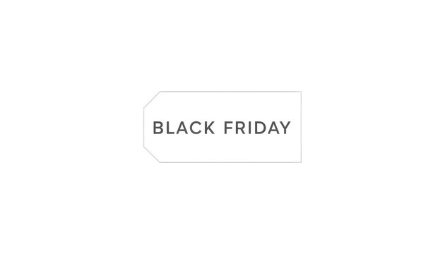 Black Friday price tag vector icon on pure white background. Minimalist line art sale label mockup for retail discount, promotion offer, and shopping