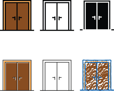 double wooden door color looks icon vector. double wooden door sign. isolated symbol