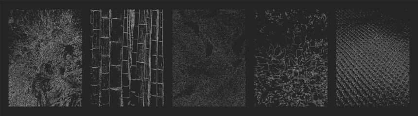 Fototapeta premium White overlays with grunge and organic textures. Dust, grain, noise, scratch effects. Bundle of gritty distressed filters for vintage posters, urban backgrounds, retro designs.