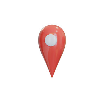 Red 3D location map pin isolated on transparent background, PNG for navigation, travel and address design