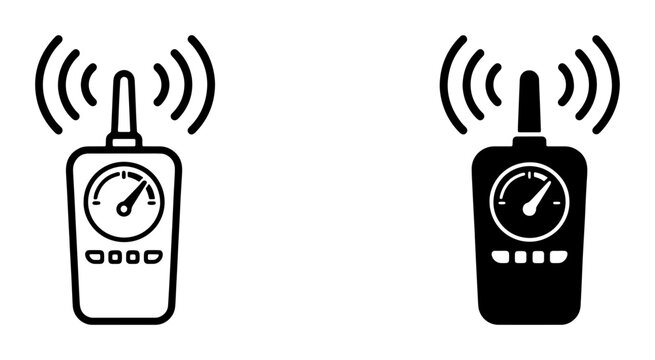 Two Walkie Talkie Icons, Radio Communication Devices, Wireless Transceiver Symbols, Signal Transmission, Two-way Radio Set