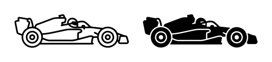 Obraz premium Formula 1 Racing Car Icons, Speed Competition Vehicle Graphics, Motorsport Silhouette Vector Art, Professional Race Car Symbols