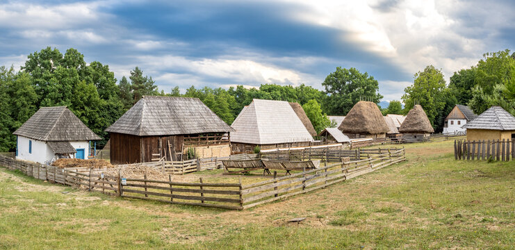 Tratidional houses in Astra museum, Romania