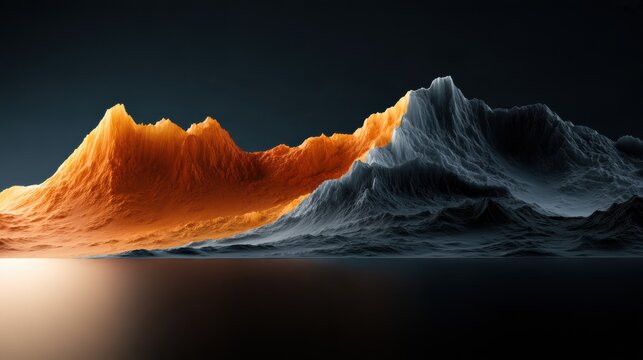 A 3D abstract landscape shows one companys vibrant territory expanding, while competitors linger in grey zones.