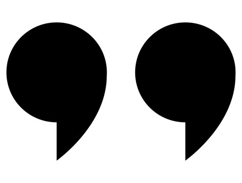 Curved double quote marks icon symbol transparent background