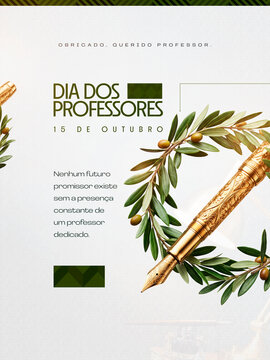 Homenagem Dia dos Professores 15 Outubro Post Card Insta Template Banner