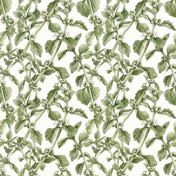 Green Leaves with Watercolor Botanical Pattern Symbolizing Nature Elegance, Textile Design