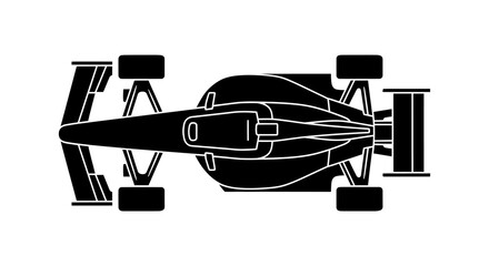 Obraz premium Formula Racing Car Top View Silhouette Vector Icon