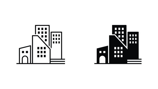 Metropolitan cityscape vector icon set displaying diverse modern buildings
