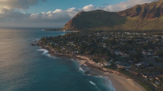 Aerial view of the Hawaiian Oahu island