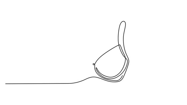 Continuous single line drawing of a bra lingerie item 4k video