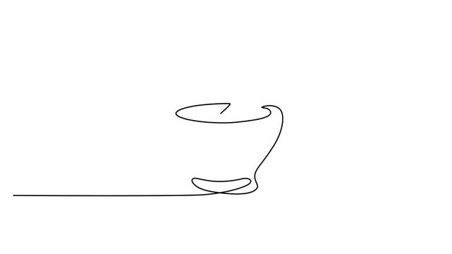 Continuous single line drawing of a mortar and pestle 4k video