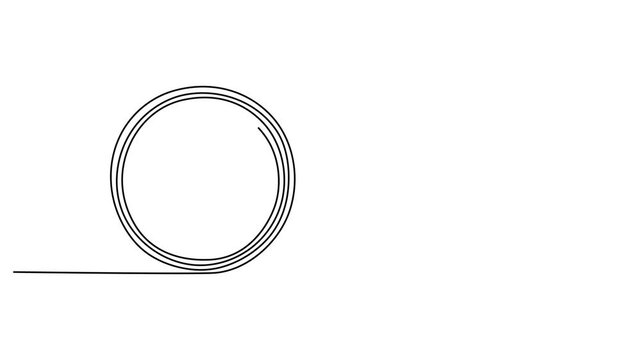 Continuous single line drawing of a music disc and a musical note symbol 4k video