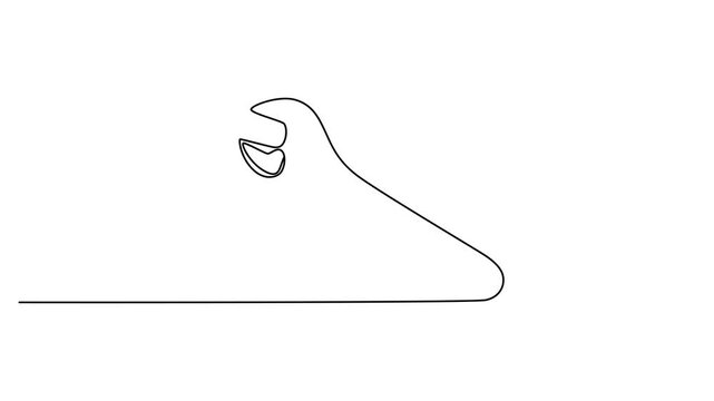 Single continuous line drawing of an adjustable wrench tool 4k video
