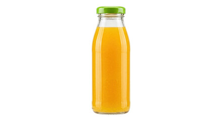 Glass Bottle Filled with Fresh Orange Juice and a Green Cap © Laura