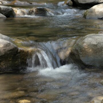 飛び石の間を流れる水 シームレスループ動画背景 1:1 4K
