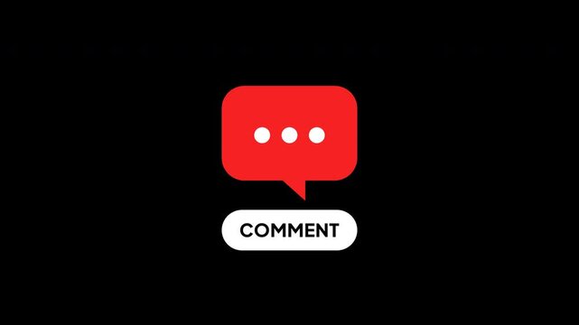 A high quality 4k digital animation of a comment bubble button icon with a smooth popping interaction effect.