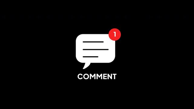 An animated comment bubble button for web and mobile app interfaces with smooth motion graphics in 4k resolution.