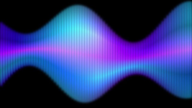 Colorful luminous audio waveform pulsing on black background